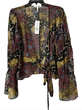 NWT BCBGeneration Womens Long Sleeve Sheer Open Shirt Top Blouse Size Medium